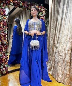 NUMAISH MIRROR SKIRT SET WITH CAPE-ELECTRIC BLUE