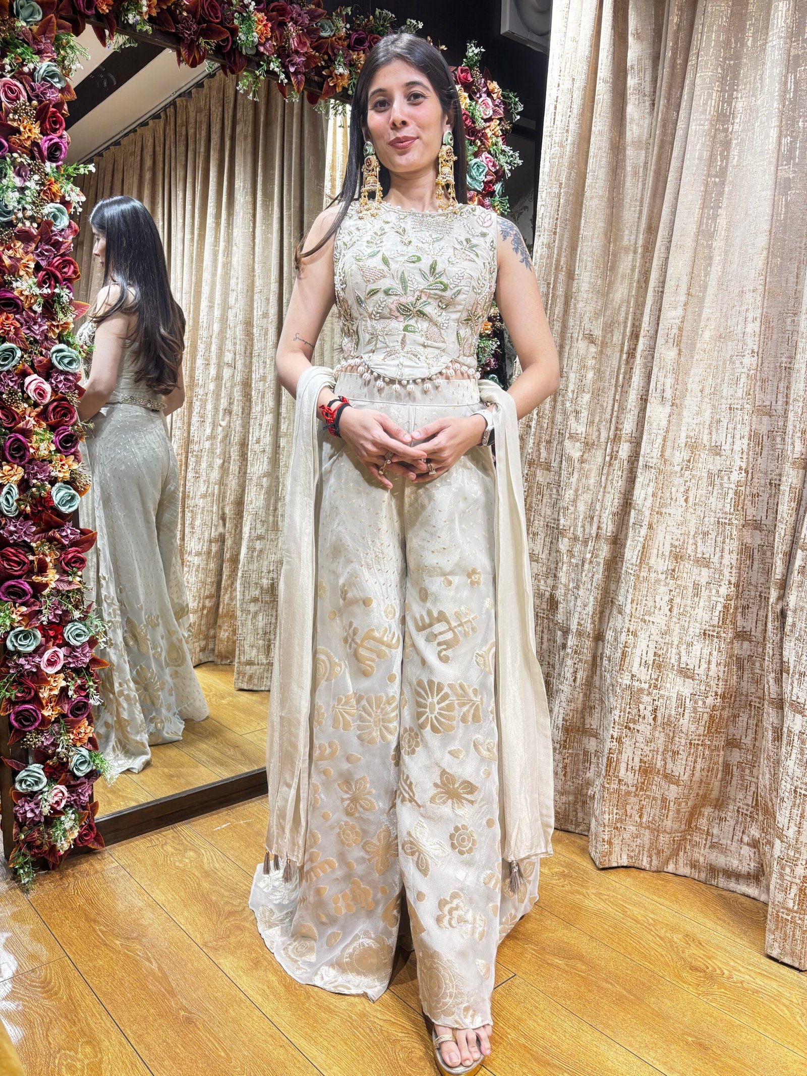 CHANDANI TISSUE PLAZZO WITH UNIQUE STYLE BLOUSE & DUPATTA