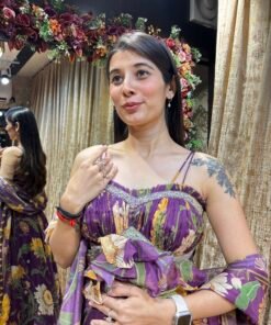Alternative view of RUHI FLORAL PURPLE PEPLUM RUFFLE CROP TOP LENGHA CHOLI