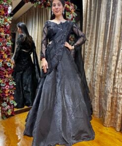 ELINA BLACK HEAVY DESIGNER LENGHA WITH DRAPE ATTACHED