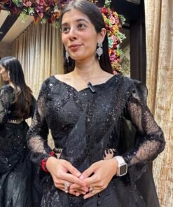 Alternative view of ELINA BLACK HEAVY DESIGNER LENGHA WITH DRAPE ATTACHED