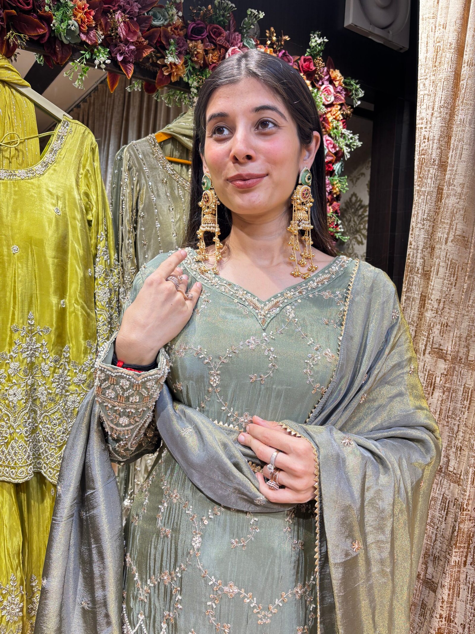 AARZOO GREENISH BLUE HEAVY SHARARA SET WITH DUPATTA - Image 2
