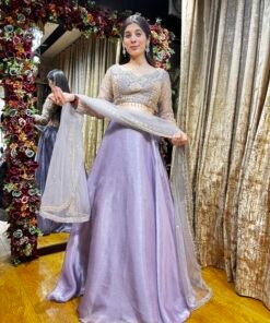 FALAK GLOWY METTALIC HEAVY DESIGNER LENGHA-LAVENDER
