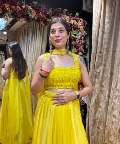 Alternative view of MANGO YELLOW SKIRT WITH STUNNING ACRYLIC BLOUSE & DUPATTA