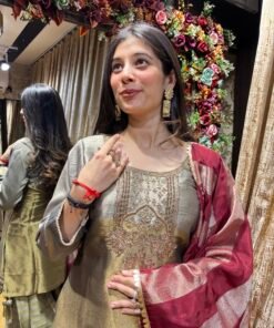 Alternative view of MASTANI TISSUE BELL BOTTOM SET WITH CONTRAST DUPATTA