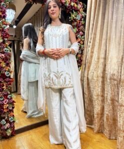 NIL BABY BLUE SHARARA SET WITH HALTER NECK TOP & DUPATTA