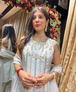 Alternative view of NIL BABY BLUE SHARARA SET WITH HALTER NECK TOP & DUPATTA
