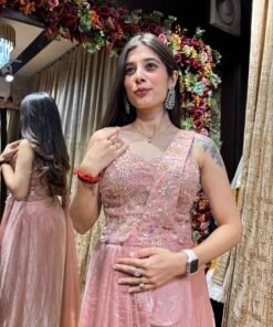 Alternative view of NAZM BLUSH PINK DESIGNER SKIRT DRAPE SAREE