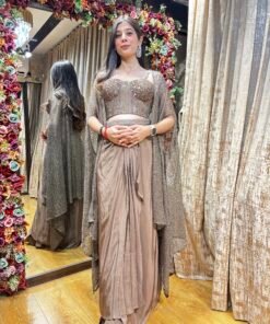 DARK BRONZE GOLD SKIRT WITH STYLISH CAPE SET