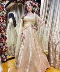 SITARA LUXE GOLDEN LENGHA CHOLI WITH CAPE DUPATTA