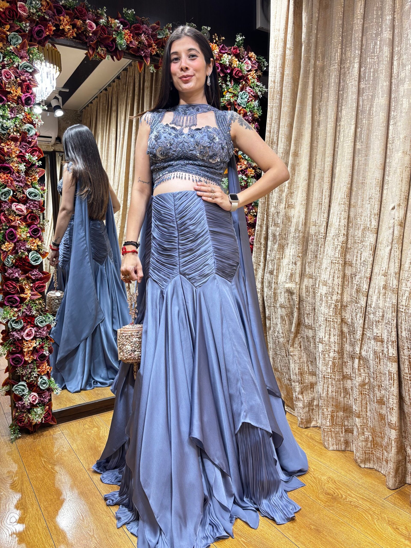 MOONSTONE MIST COUTURE MERMIAD LENGHA SET WITH JEWELLERY DUPATTA