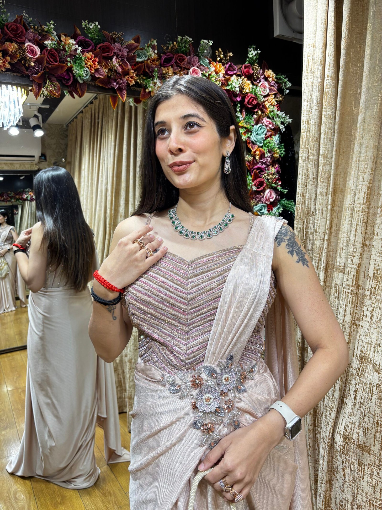 BLUSH PINK DRAPE CORSET CELEBRITY STYLE GOWN - Image 2
