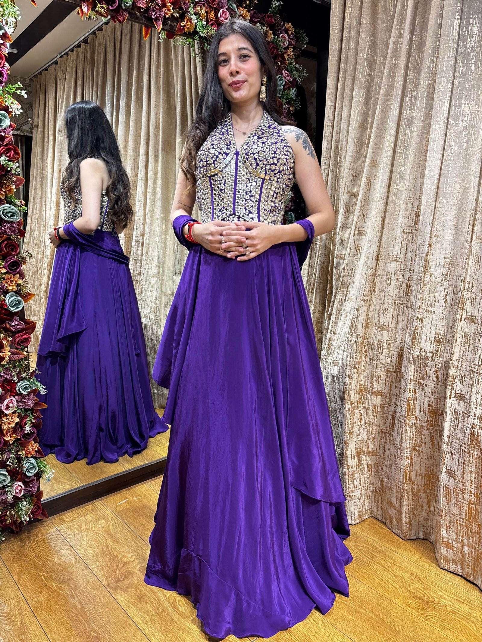 MIRROR CORSET LUXE DESIGNER LENGHA CHOLI WITH DUPATTA