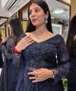Alternative view of DEEP BLUE INDO PLAZZO SET WITH HEAVY PEPLUM BLOUSE & DUPATTA