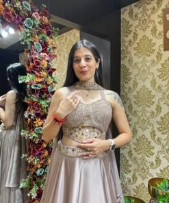 Alternative view of ROSE GOLD ACRYLIC CORSET SKIRT SET WITH DUPATTA
