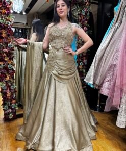 MORNI ELEGANT DRAPE HALTER NECK LENGHA SET