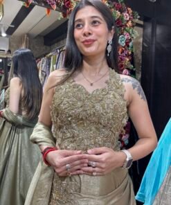 Alternative view of MORNI ELEGANT DRAPE HALTER NECK LENGHA SET