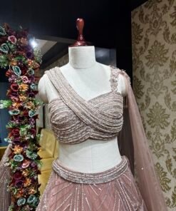 Alternative view of MISHA ROSE GOLD HEAVY LENGHA CHOLI WITH ATTACHED DUPATTA & ONE SIDE BLOUSE