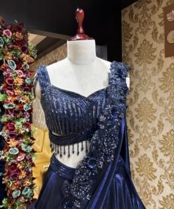 Alternative view of MIDNIGHT BLUE HEAVY LENGHA WITH BLOUSE & ATTACHED DRAPE