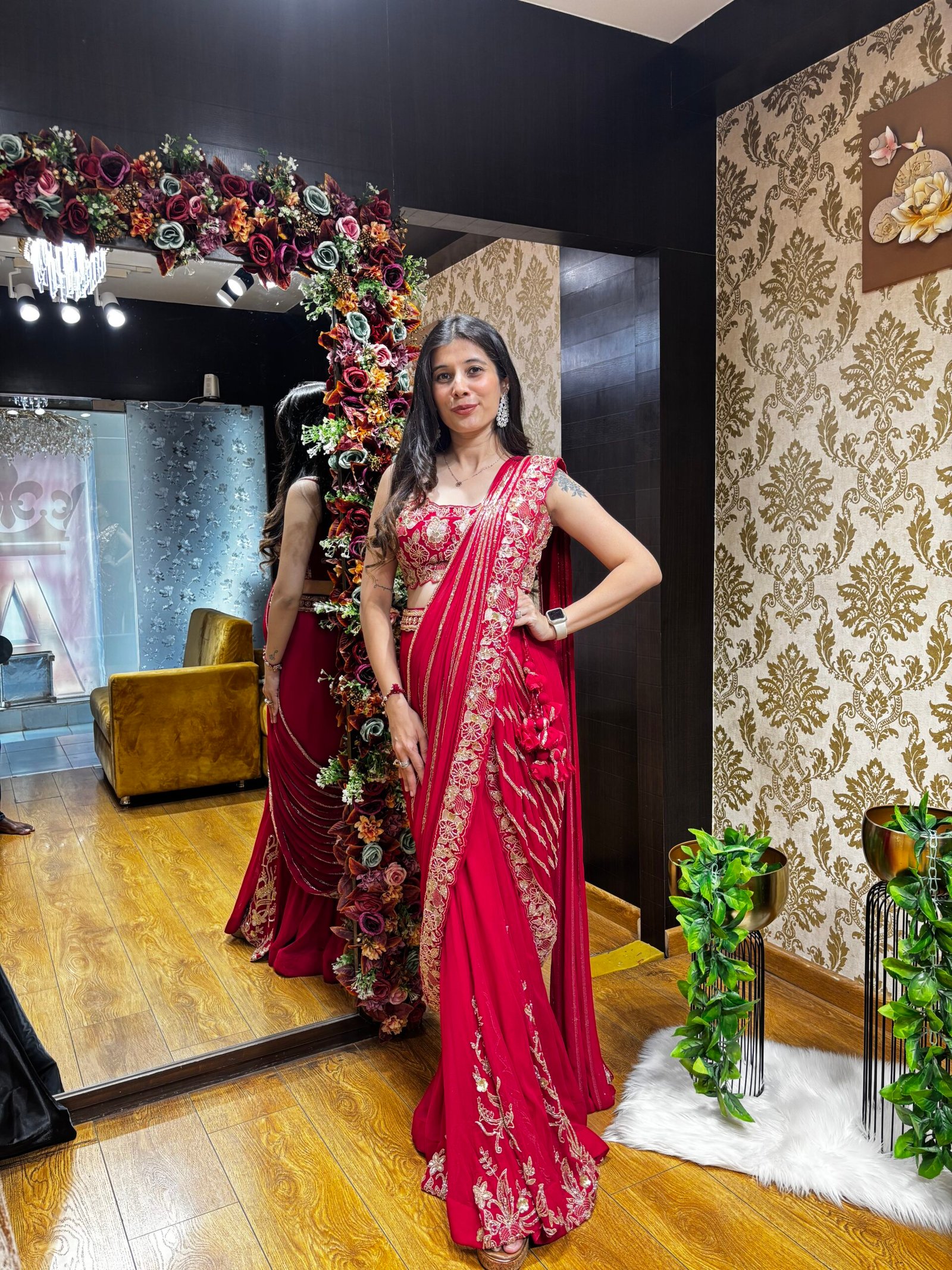 AISHA STYLISH FISH CUT SKIRT WITH HEAVY BLOUSE PALLU SAREE