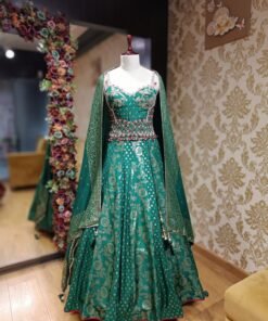 MAYURA BANARASI BOTTLE GREEN STYLISH LENGHA SET