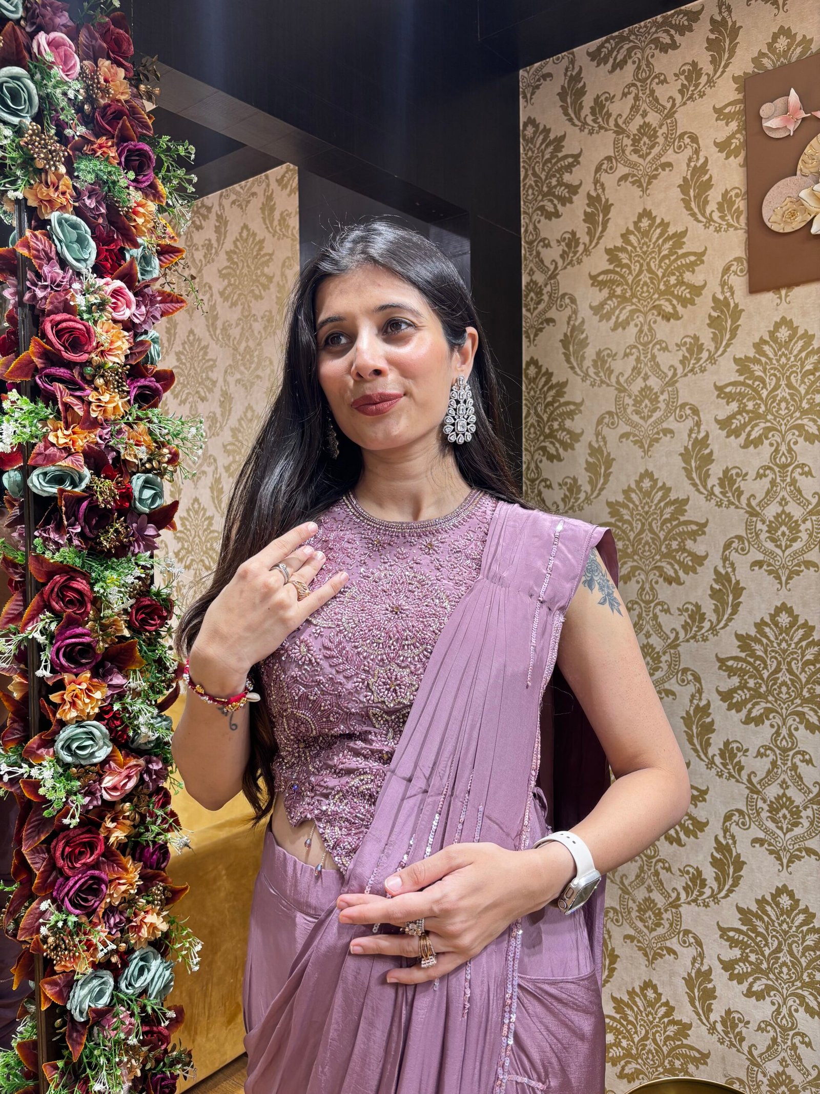 LILAC MEGHA READY TO WEAR DRAPE SAREE - Image 2