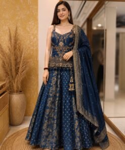 AVIRA BANARASI SILK TRADITIONAL LENGHA CHOLI WITH DUPATTA-DEEP BLUE