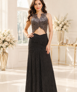 ISHARA BLACK SEQUENCED HEAVY MERMAID SKIRT WITH CROP TOP
