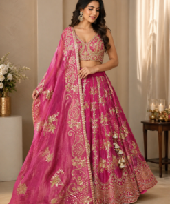 SUHANI ROSE PINK HEAVY HAND WORK LENGHA CHOLI WITH DUPATTA