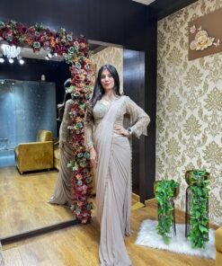 CHANDANI GOLD FULL SLEEVES CELEB STYLE READY TO WEAR SAREE