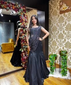 ZOYA BLACK MERMAID SKIRT WITH CORSET & DRAPE