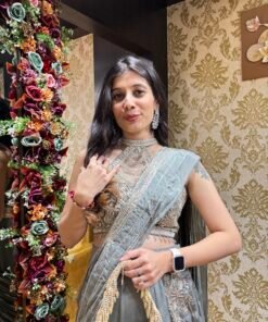 Alternative view of GLIDED GRACE READY TO WEAR DESIGNER DRAPE LENGHA -CLOUD GREY