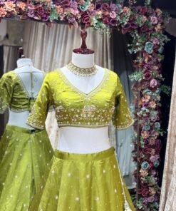 Alternative view of NOOR MEHAL HEAVY PURE GAJJI SILK LENGHA CHOLI WITH PURE HAND WORK-MEHNDI GREEN