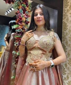 Alternative view of AFSANA TISSUE LENGHA CHOLI WITH CORSET BLOUSE & DUPATTA - ROSE GOLD