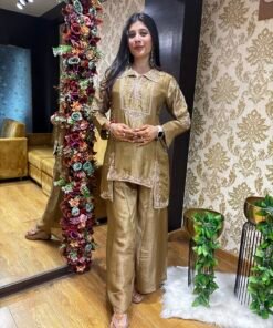 ROOH COPPER GOLD PLAZZO WITH BLAZER STYLE TOP