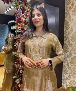 Alternative view of ROOH COPPER GOLD PLAZZO WITH BLAZER STYLE TOP
