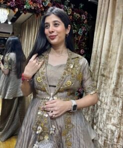 Alternative view of PEARL AFFAIR COPPER GOLD PLAZZO SET WITH BLAZER PEPLUM STYLE JACKET