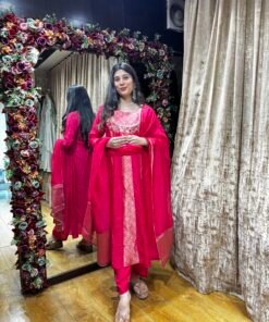 MAHI CHANDERI HOT PINK SUIT WITH HEAVY DUPATTA