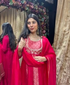 Alternative view of MAHI CHANDERI HOT PINK SUIT WITH HEAVY DUPATTA