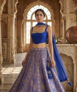 IVA STATEMENT BROCADE ROYAL BLUE BANARASI LENGHA WITH DUPATTA
