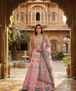 Alternative view of LIZA STYLISH HEAVY LILAC PINK HAND WORK LENGHA CHOLI WITH DUPATTA