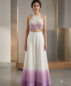 LIZA OMBRE STYLISH PLAZZO SET WITH HALTER BLOUSE & DUPATTA -PURPLE