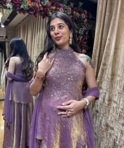 Alternative view of LAVENDER TISSUE PLAZZO WITH BUTTERFLY TOP & DUPATTA