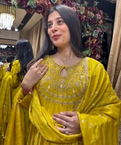 Alternative view of MAHIRA BUTTER YELLOW HEAVY ANARKALI SUIT WITH DUPATTA