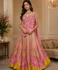 KIMAYA TROPICAL HEAVY LENGHA CHOLI PASTEL THEME WITH SASH DUPATTA