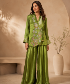 MIRAYA RAW MANGO GREEN STYLISH ANGARKHA CO-ORD SET