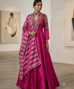 RIYA HOT PINK CELEB STYLE HEAVY ANARKALI SUIT WITH DUPATTA