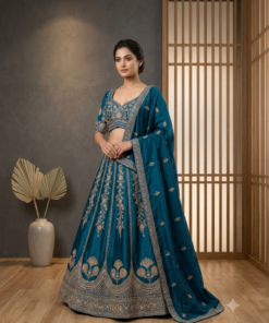 SANJH PEACOCK BLUE HEAVY TRADITIONAL LENGHA CHOLI WITH DUPATTA