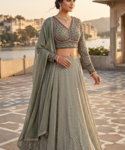 HIYA MAHIMA MAHAJAN INSPIRED HEAVY LENGHA CHOLI WITH DUPATTA-GREY